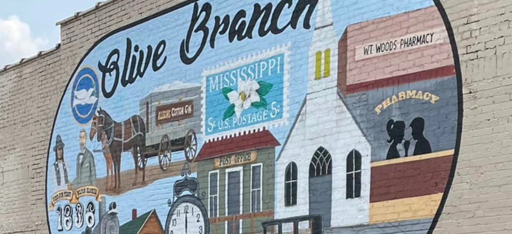 Olive Branch mural in Old Towne area.